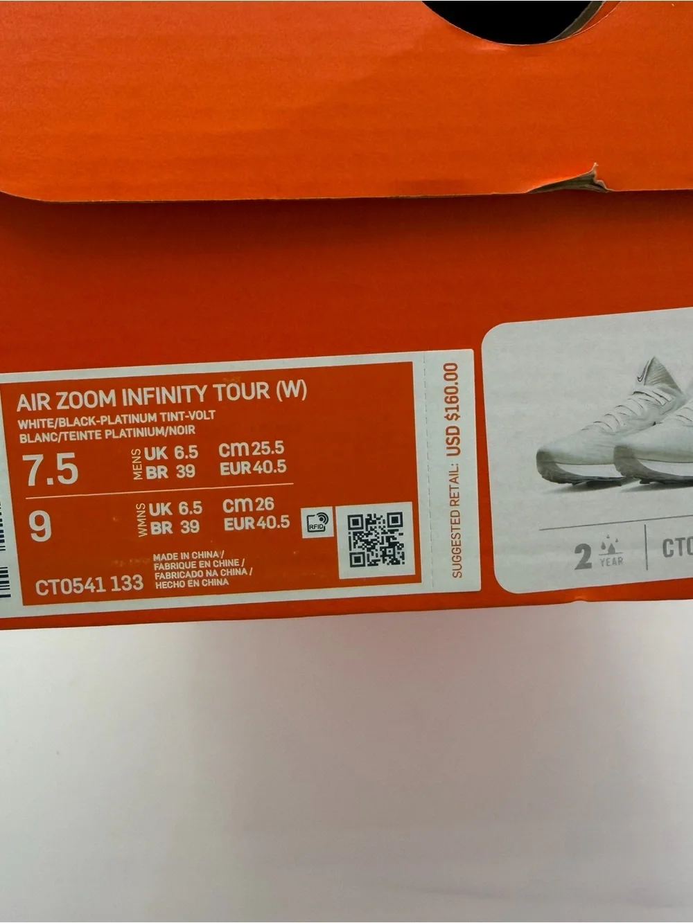Nike Air Zoom Infinity Tour (W) Men's 7.5 Women's 9 Golf Shoes CT0541 133 New